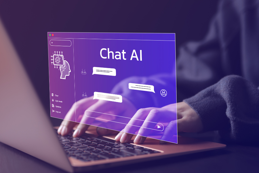 User interacting with AI chatbot interface on laptop – AI automation concept in Lorton, VA showcasing virtual assistant technology and smart chat agents.