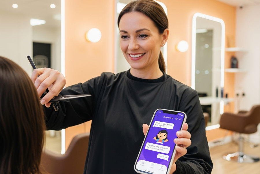 Local salon owner in Liberty Market using chatbot AI