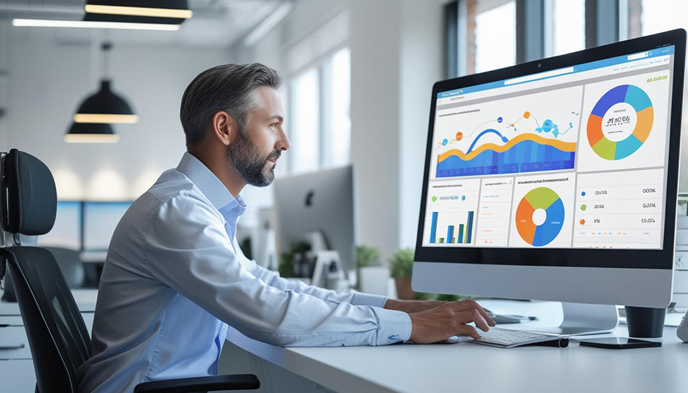 AI Automation benefits - Small business owner in Lorton VA using dashboard to save time and money