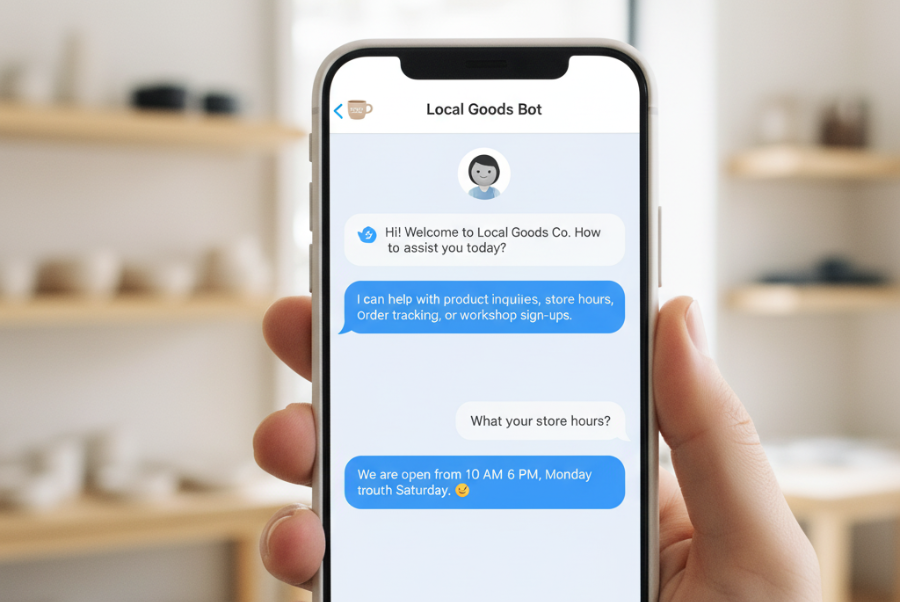 Smartphone with AI chatbot assisting Lorton VA shop customers