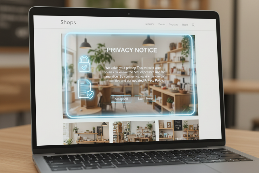 Pop-up privacy notice on chatbot screen for Lorton VA business website
