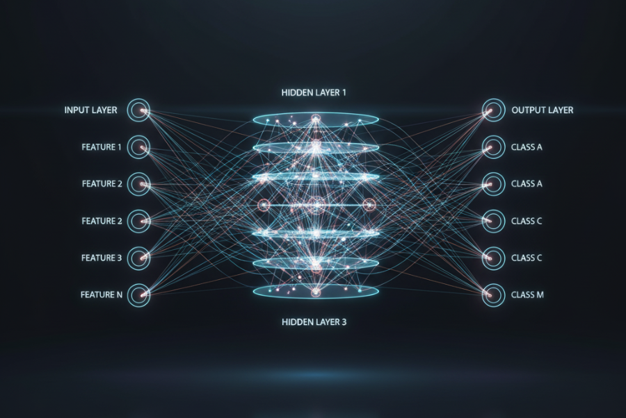 Neural network layers diagram for AI agent training in Lorton VA