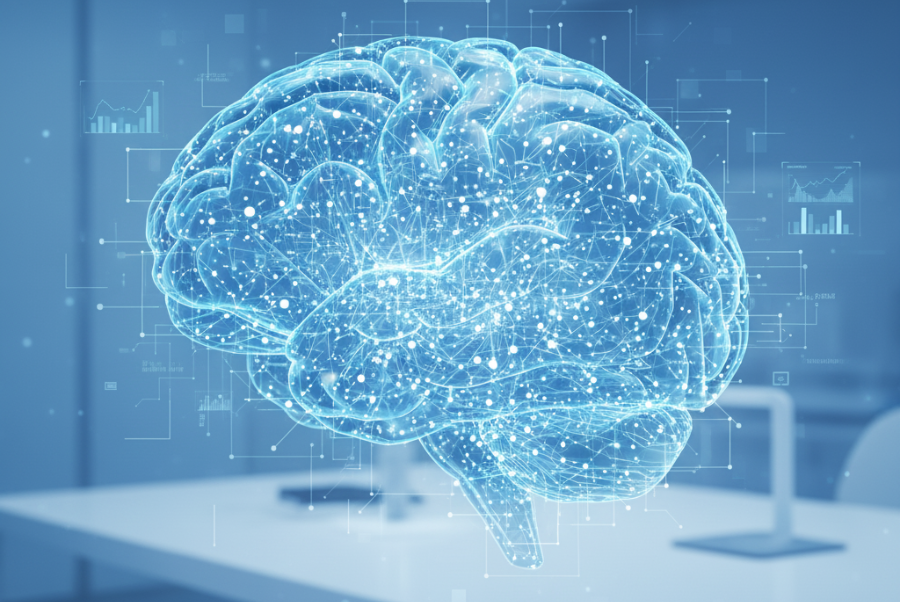 Visual of AI reinforcement learning improving accuracy for businesses